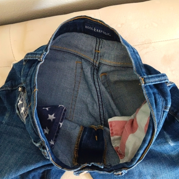 Rock & Republic Hula Flag "Fourth of July " frayed hem Denim Shorts sz.8 - Picture 10 of 10